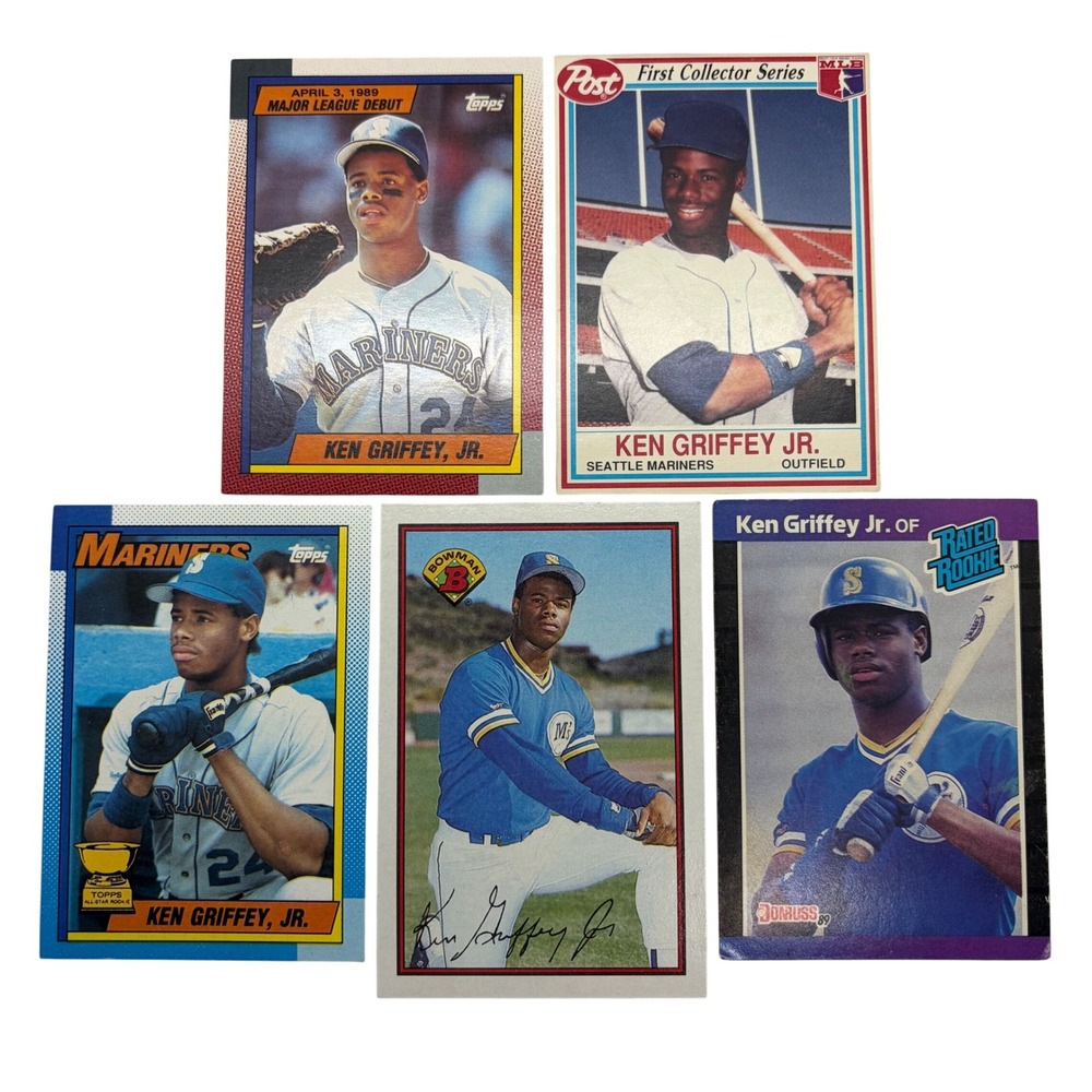 Ken Griffey Jr Rookie Card Lot 1989 Donruss Topps Bowman Mariners 5 Card Set